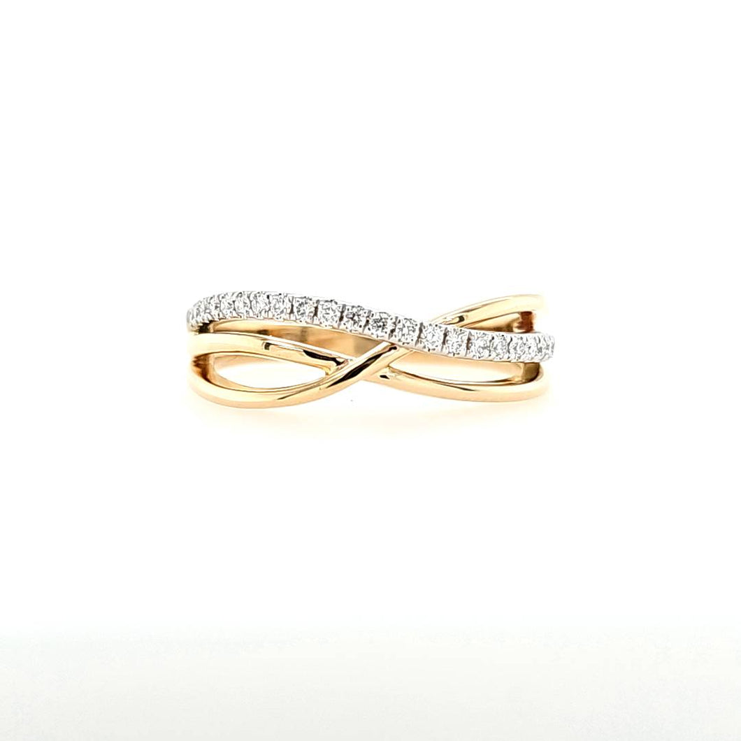 14k Yellow & White Gold Diamond Crossover Ring (I8190)