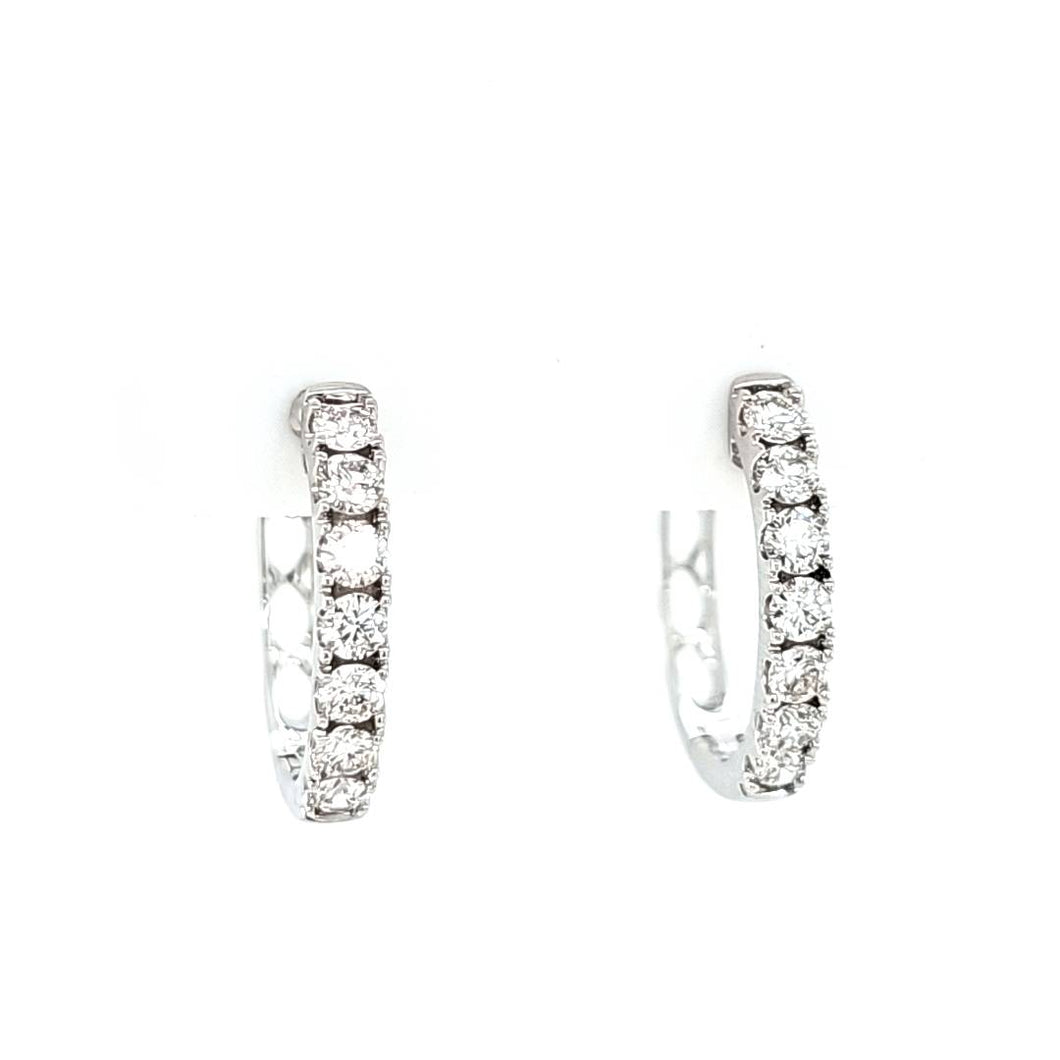 14k White Gold .75ctw Diamond Hoop Earrings (I8166)