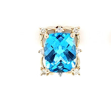 Load image into Gallery viewer, 14k Yellow Gold Swiss Blue Topaz &amp; Diamond Earrings (I8168)
