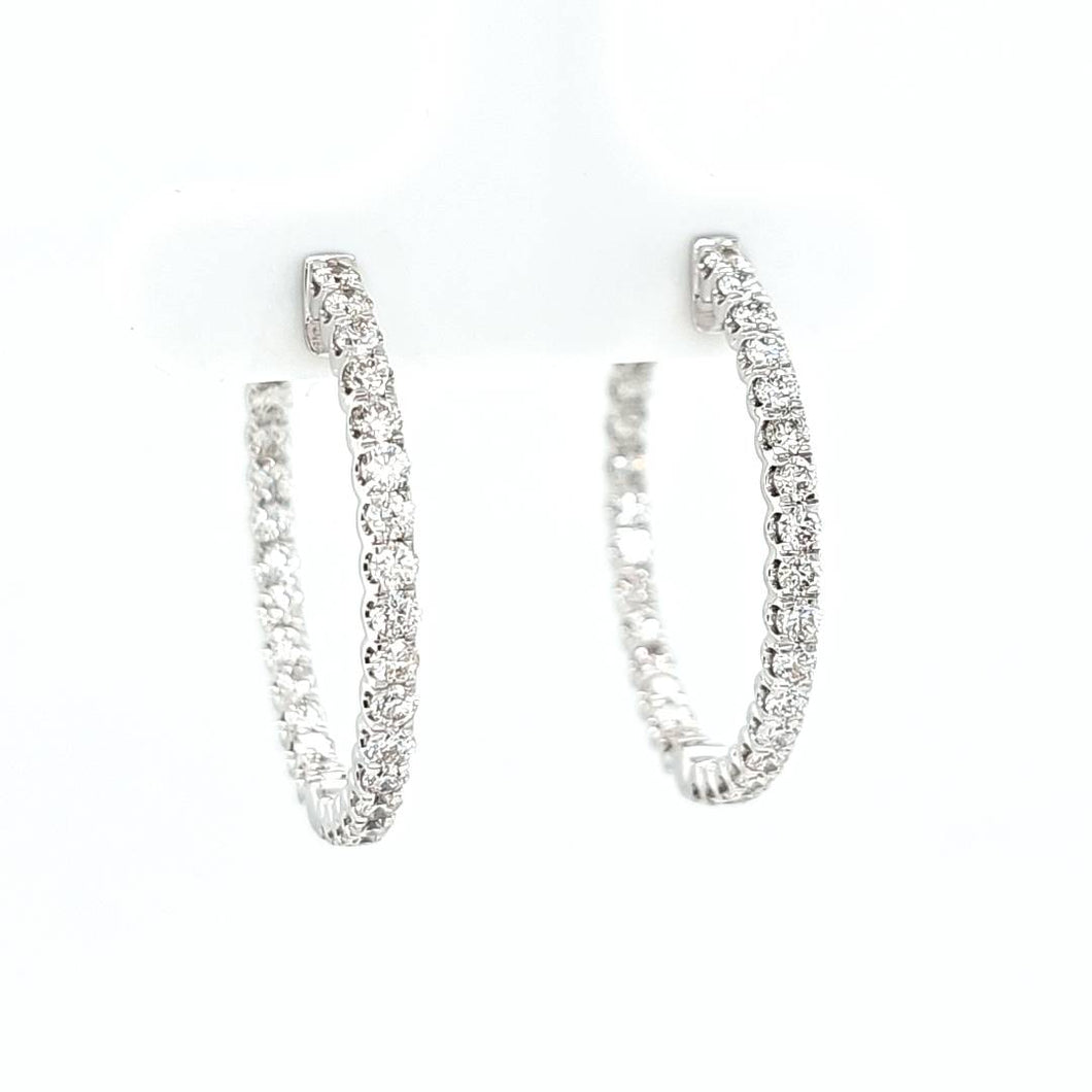 14k White Gold Inside Out 1.58ctw Diamond Hoop Earrings (I8164)