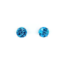 Load image into Gallery viewer, Platinum 8mm Swiss Blue Topaz Stud Earrings (I8070)
