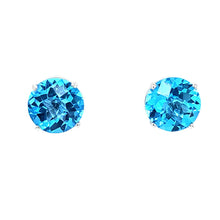 Load image into Gallery viewer, Platinum 8mm Swiss Blue Topaz Stud Earrings (I8070)
