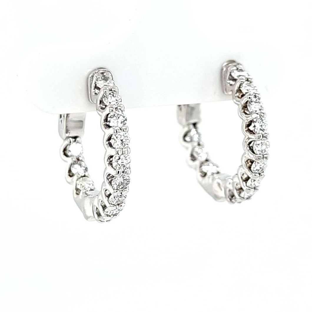 14k White Gold 1.00ctw Diamond Inside Out Hoop Earrings (I8045)