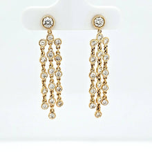 Load image into Gallery viewer, 14k Yellow Gold 1.40ctw Bezel Diamond Chain Dangle Earrings (I8105)
