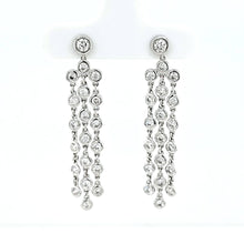 Load image into Gallery viewer, 14k White Gold 1.20ctw Bezel Diamond Chain Dangle Earrings (I8097)
