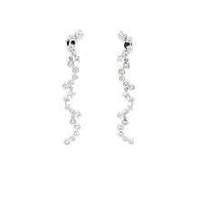 Load image into Gallery viewer, 14k White Gold Bezel &amp; Prong Set Diamond Curved Drop Earrings (I7962)
