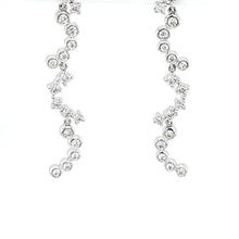 Load image into Gallery viewer, 14k White Gold Bezel &amp; Prong Set Diamond Curved Drop Earrings (I7962)
