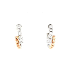Load image into Gallery viewer, 14k Rose &amp; White Gold Diamond Overlap Beaded Hoop Earrings (I6514)
