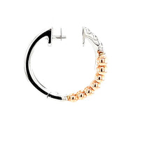 Load image into Gallery viewer, 14k Rose &amp; White Gold Diamond Overlap Beaded Hoop Earrings (I6514)
