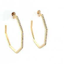 Load image into Gallery viewer, 14k Yellow Gold Diamond Octagon Hoop Earrings (I6571)
