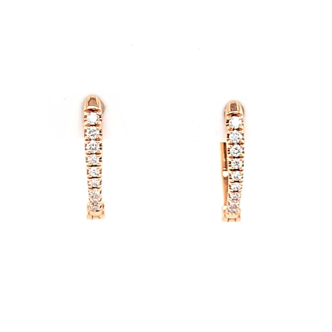 14k Rose Gold Diamond Pointed Hinged Hoop Earrings (I7073)