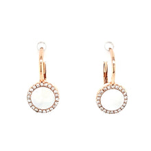 Load image into Gallery viewer, 14k Rose Gold Mother of Pearl &amp; Diamond Leverback Earrings (I6504)
