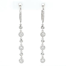 Load image into Gallery viewer, 14k White Gold Diamond Textured Bezel Drop Earrings (I7406)
