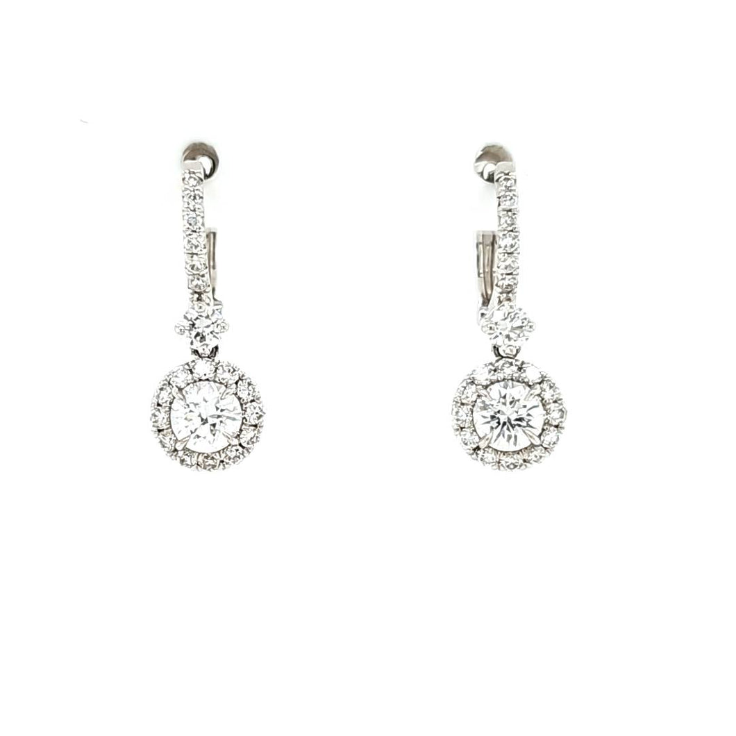 18k White Gold Diamond Drop Earrings (I1179)