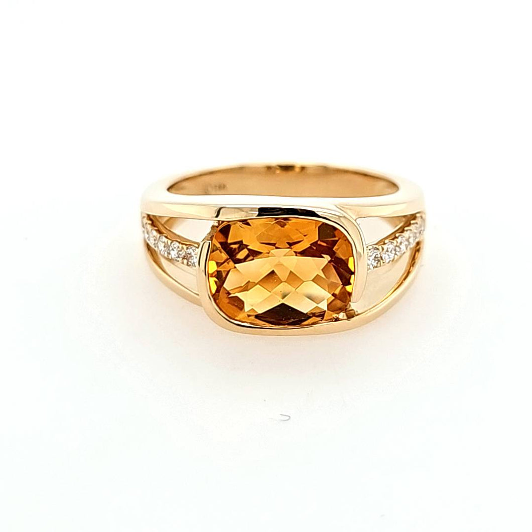 14k Yellow Gold Citrine & Diamond Ring (I8182)