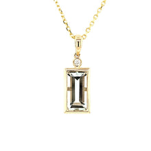 Load image into Gallery viewer, 14k Yellow Gold Green Amethyst &amp; Diamond Pendant (I8185)
