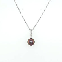 Load image into Gallery viewer, 14k White Gold Tahitian Pearl &amp; Diamond Drop Pendant (I8180)
