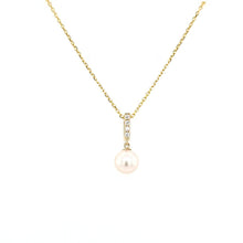 Load image into Gallery viewer, 14k Yellow Gold Freshwater Pearl &amp; Diamond Pendant (I8174)
