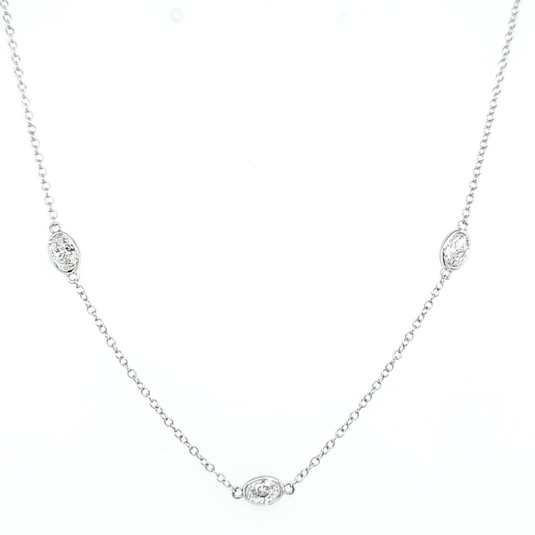 14k White Gold 1.79ctw Oval Diamond Station Necklace (I8257)