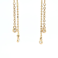 Load image into Gallery viewer, 14k Yellow Gold Turquoise &amp; Diamond Chain Dangle Earrings (I8217)
