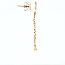 Load image into Gallery viewer, 14k Yellow Gold Turquoise &amp; Diamond Chain Dangle Earrings (I8217)
