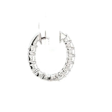 Load image into Gallery viewer, 14k White Gold Inside Out Diamond Oval Hoop Earrings (I2338)
