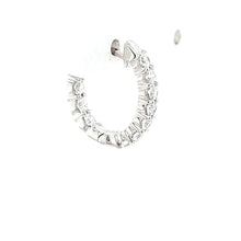 Load image into Gallery viewer, 14k White Gold Inside Out Diamond Oval Hoop Earrings (I2338)
