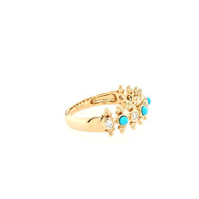 Load image into Gallery viewer, 14k Yellow Gold Alternating Turquoise &amp; Diamond Ring (I8215)
