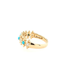 Load image into Gallery viewer, 14k Yellow Gold Alternating Turquoise &amp; Diamond Ring (I8215)
