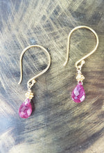 Load image into Gallery viewer, AVF Gold Faceted Pear Shaped Ruby Drop Earrings (SI3730)
