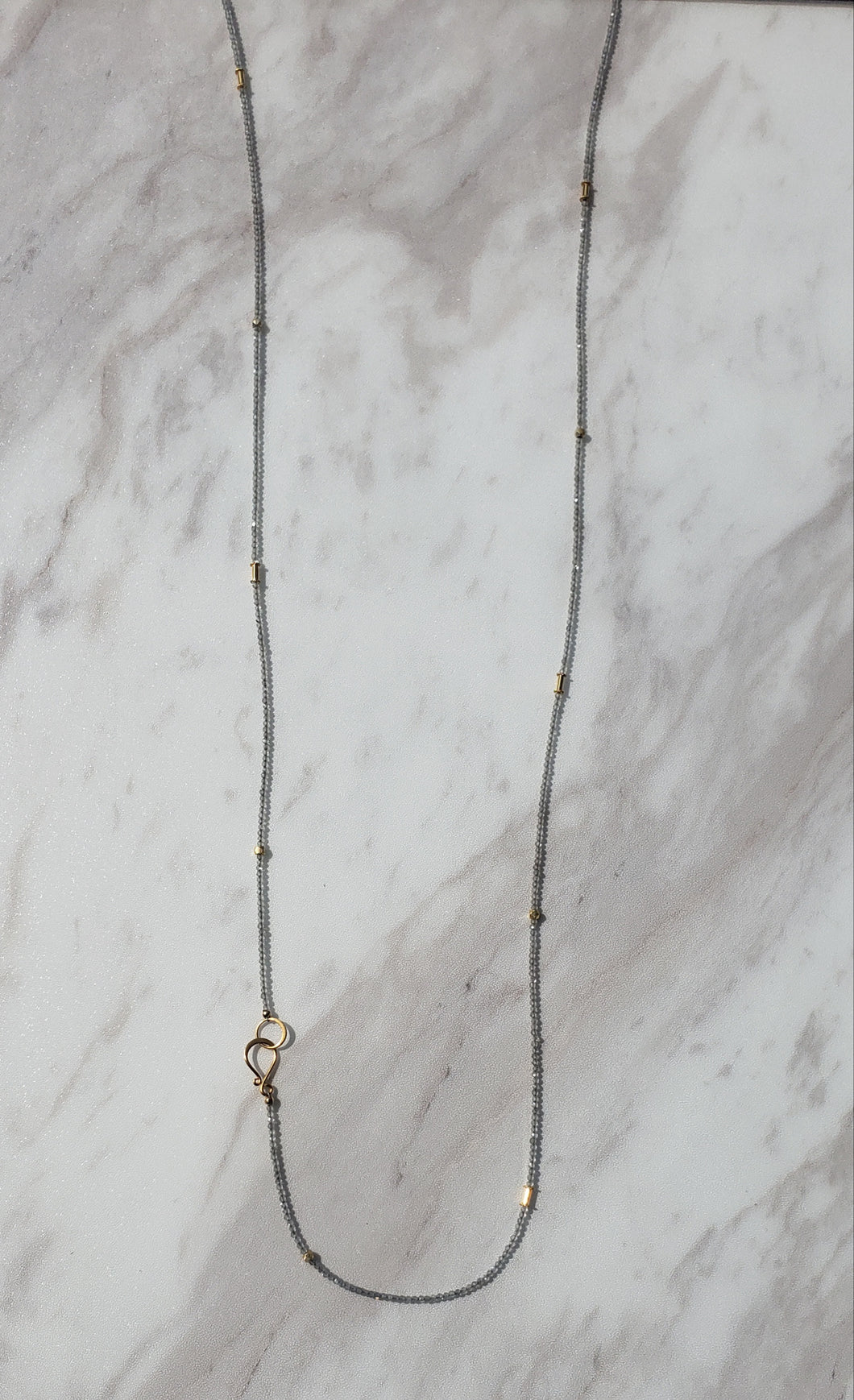 AVF Labradorite & Gold Long Beaded Necklace (SI3701)
