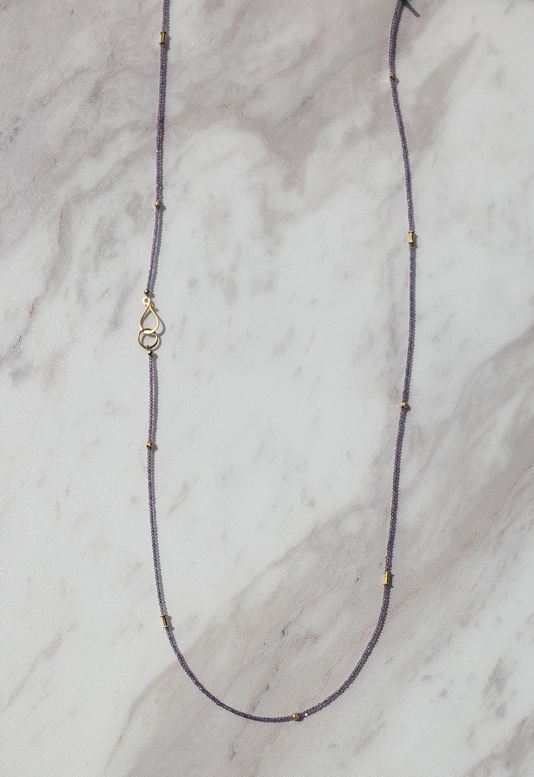 AVF Amethyst & Gold Long Beaded Necklace (SI3709)