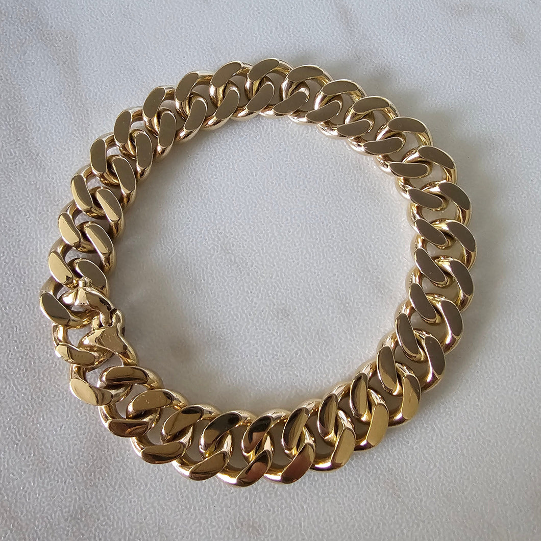 14k Yellow Gold Curb Link Chain Bracelet 38.62dwt (I8226)