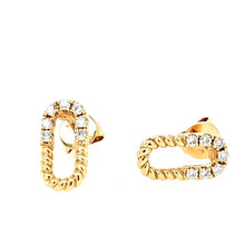 Load image into Gallery viewer, 14k Yellow Gold Diamond &amp; Rope Petite Paperclip Stud Earrings (I8418)
