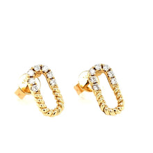 Load image into Gallery viewer, 14k Yellow Gold Diamond &amp; Rope Petite Paperclip Stud Earrings (I8418)
