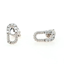 Load image into Gallery viewer, 14k White Gold Diamond &amp; Rope Petite Paperclip Stud Earrings (I8419)
