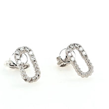 Load image into Gallery viewer, 14k White Gold Diamond &amp; Rope Petite Paperclip Stud Earrings (I8419)
