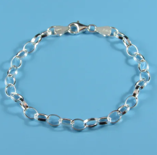 Sterling Silver Rhodium Plated Rolo Bracelet (SI8111)
