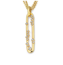 Load image into Gallery viewer, 14k Gold Scattered Diamond Elongated Link Pendant
