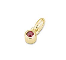 Load image into Gallery viewer, 14k Yellow or White Gold Bezel Set Petite Ruby Pendant
