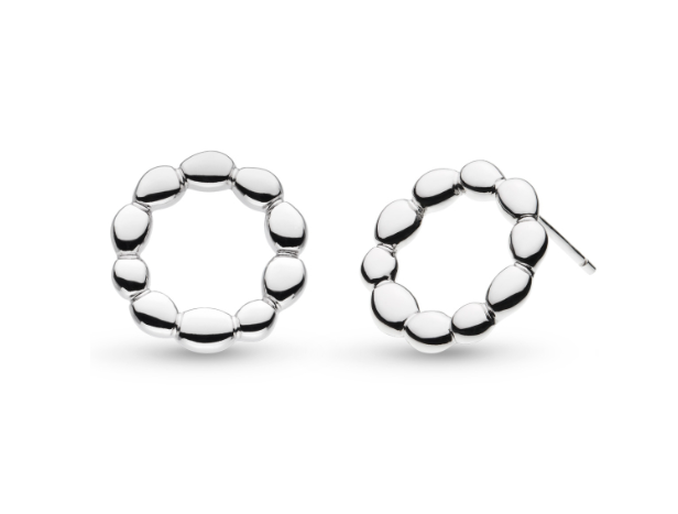 Kit Heath Sterling Silver Rhodium Plated Coast Pebble Circular Stud Earrings (SI6851)