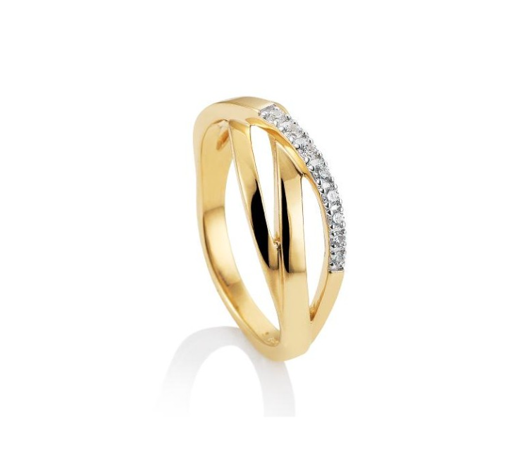 14k Gold Diamond Crossover Ring