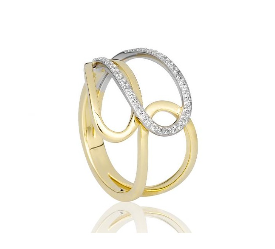 14k Yellow & White Gold Diamond Overlapping Loops Ring (I8736)