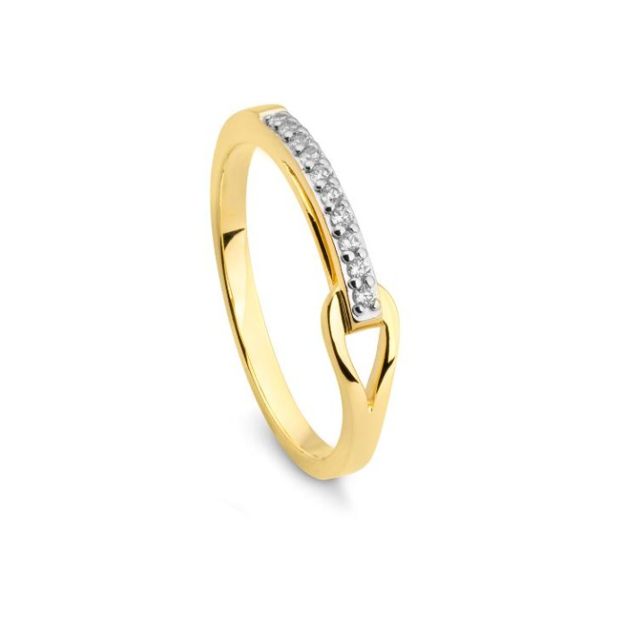 14k Gold Diamond & High Polished Open Loop Ring