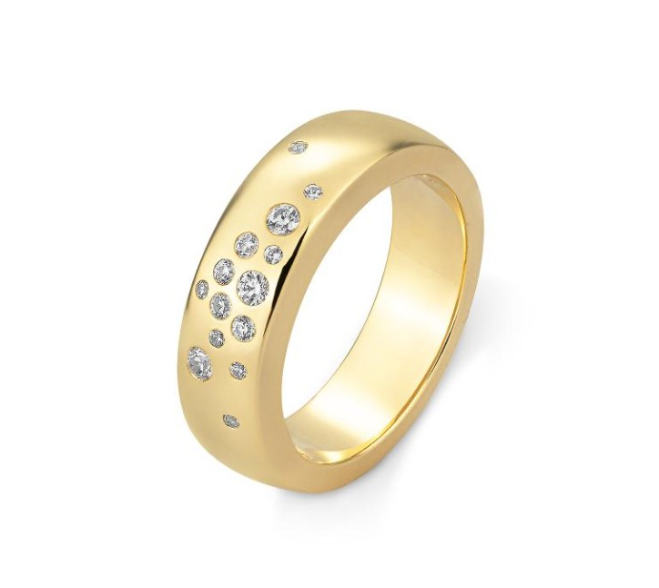 14k Gold Scattered Flush Set Diamond Band