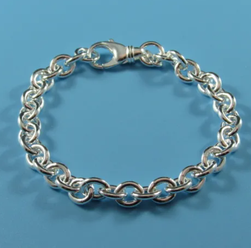 Sterling Silver Rhodium Plated Solid Round Cable Bracelet (SI8104)