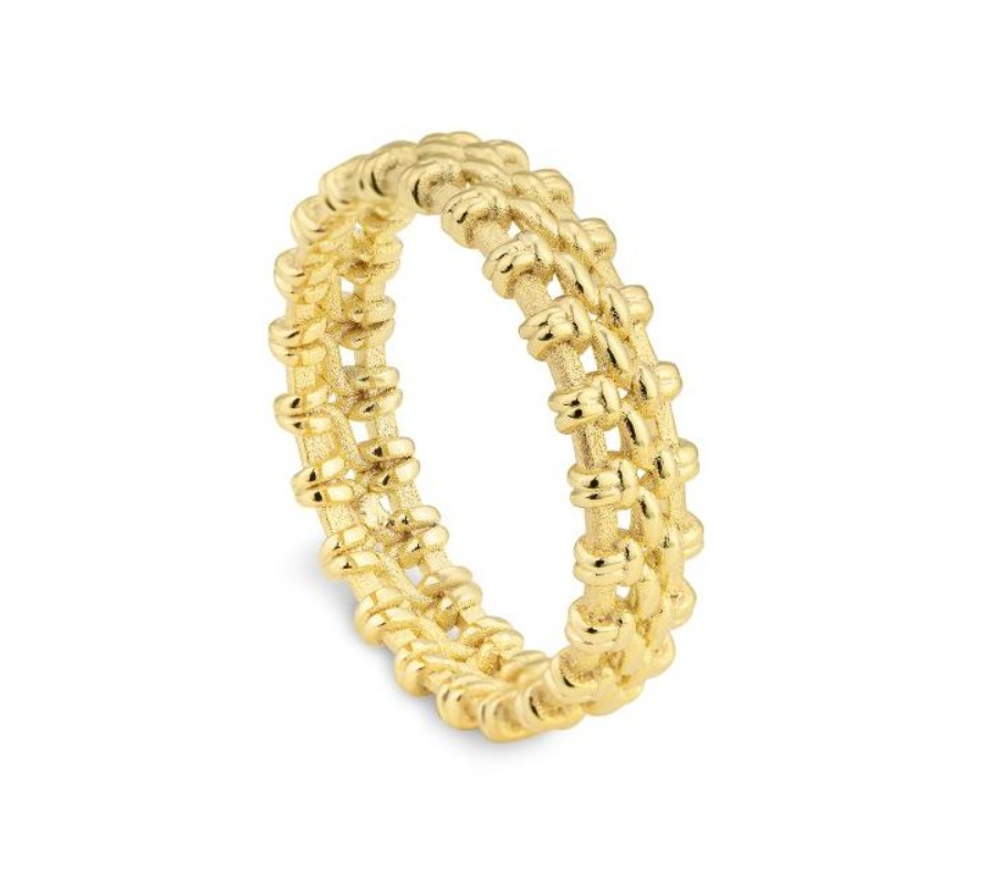 14k Yellow Gold Textured Weave Ring (I8744)