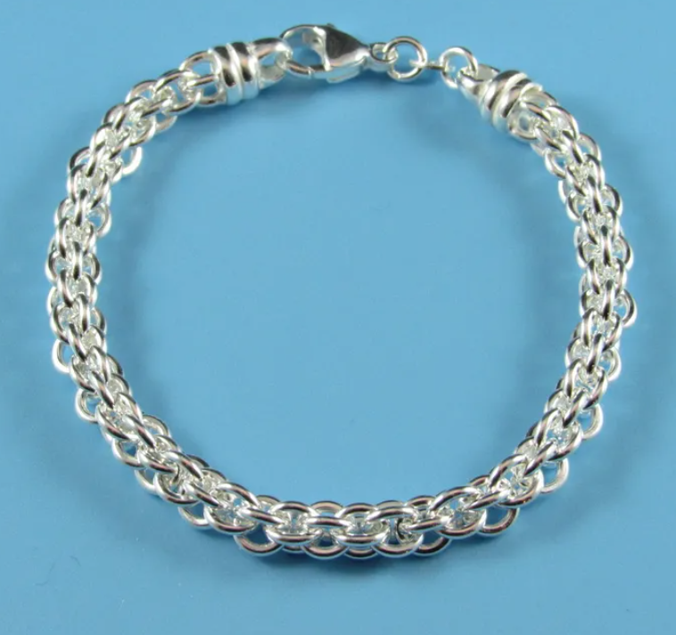 Sterling Silver 5.8mm Woven Rolo Bracelet (SI6638)