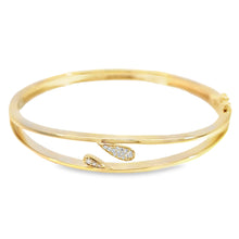 Load image into Gallery viewer, 14k Gold Pear Shaped Pave Diamond Pods Double Band Bangle Bracelet
