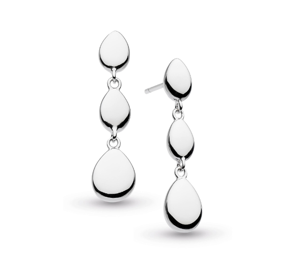Kit Heath Sterling Silver Rhodium Plated Coast Linking Pebbles Drop Earrings (SI7935)